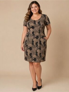 Vintage Spenser Jeremy 100% Silk Animal Print Patchwork Sheath Dress Size 16